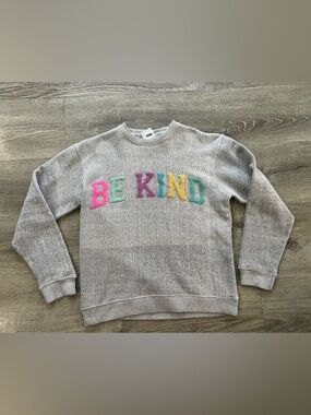 Be Kind Crewneck Sweater - Light Gray with Multicolor Letters